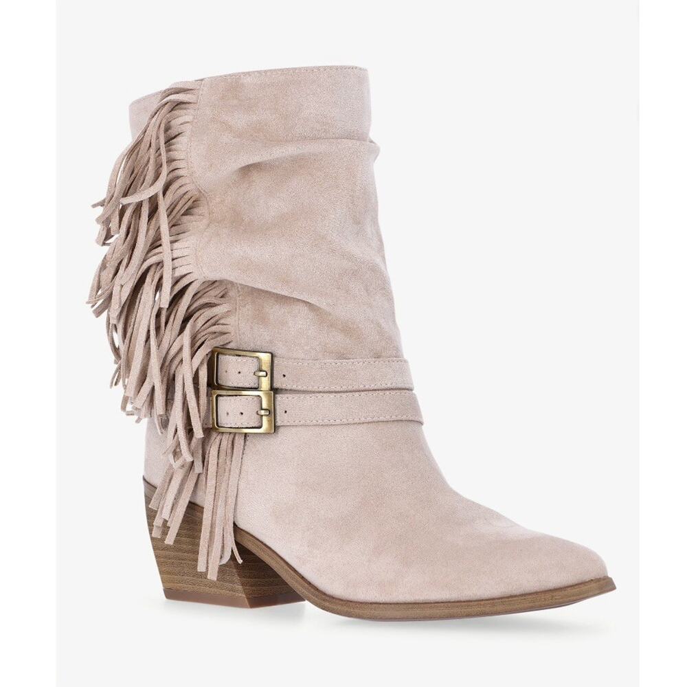 Steve Madden NYC Women's Size 11 Tan Sand Faux Leather Suede Fringe Boots